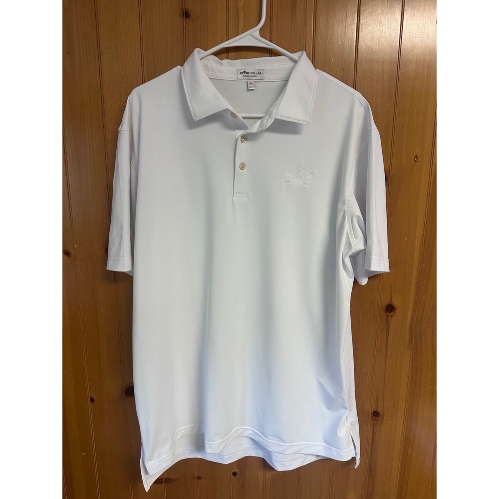 Peter Millar Summer Comfort XL White Short Sleeve Polo Golf Shirt Preppy Club
